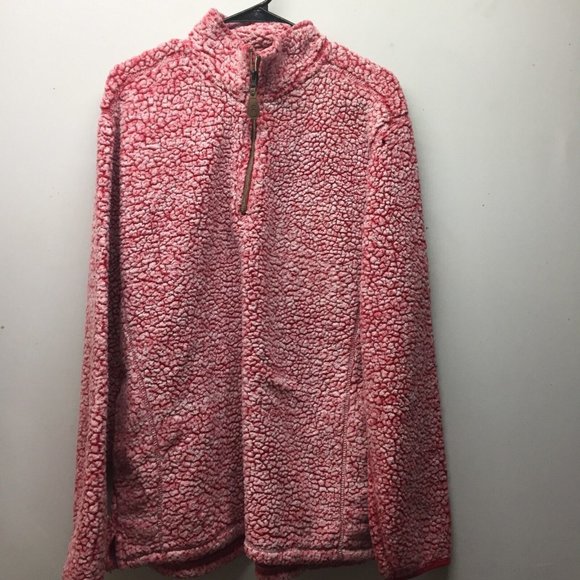 Girlie Girl Originals Red Sherpa Long Sleeve 1/4 Zip Pullover Sweater Size XL